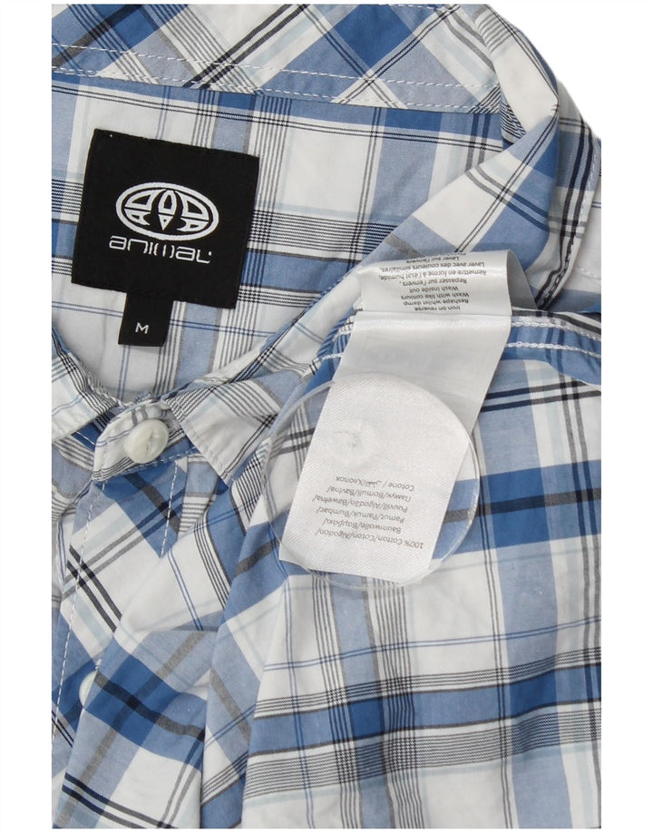 Animal Mens Short Sleeve Shirt Medium Blue Check Cotton