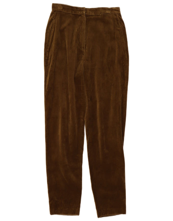 Benetton Womens High Waist Velvet Chino Trousers IT 42 Medium W25 L28 Khaki