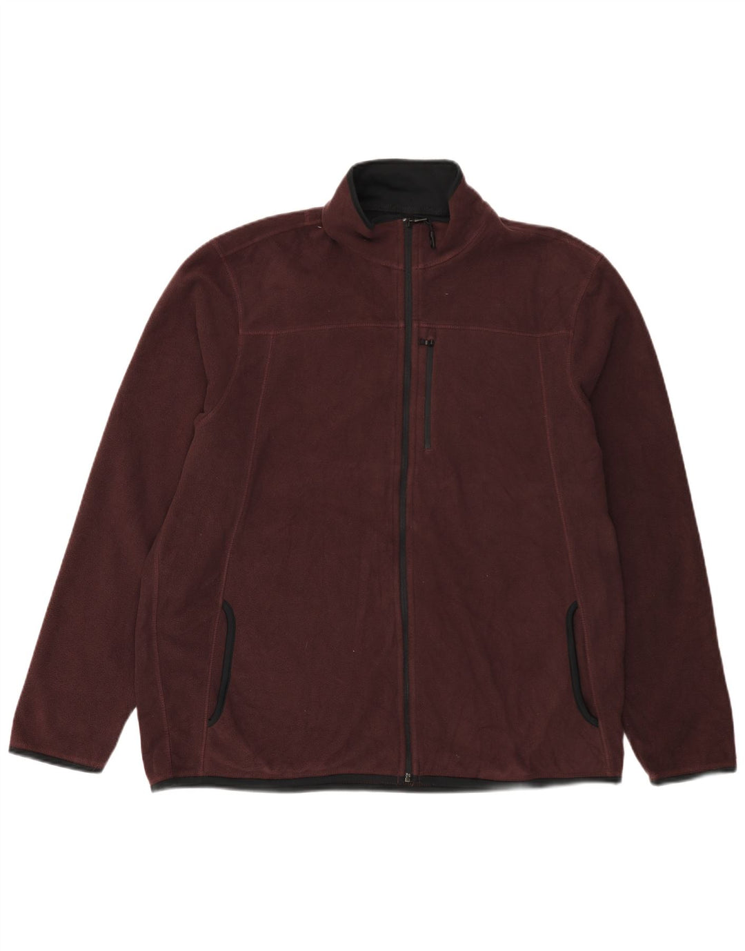 MARKS & SPENCER Mens Regular Fit Fleece Jacket UK 42 2XL Burgundy