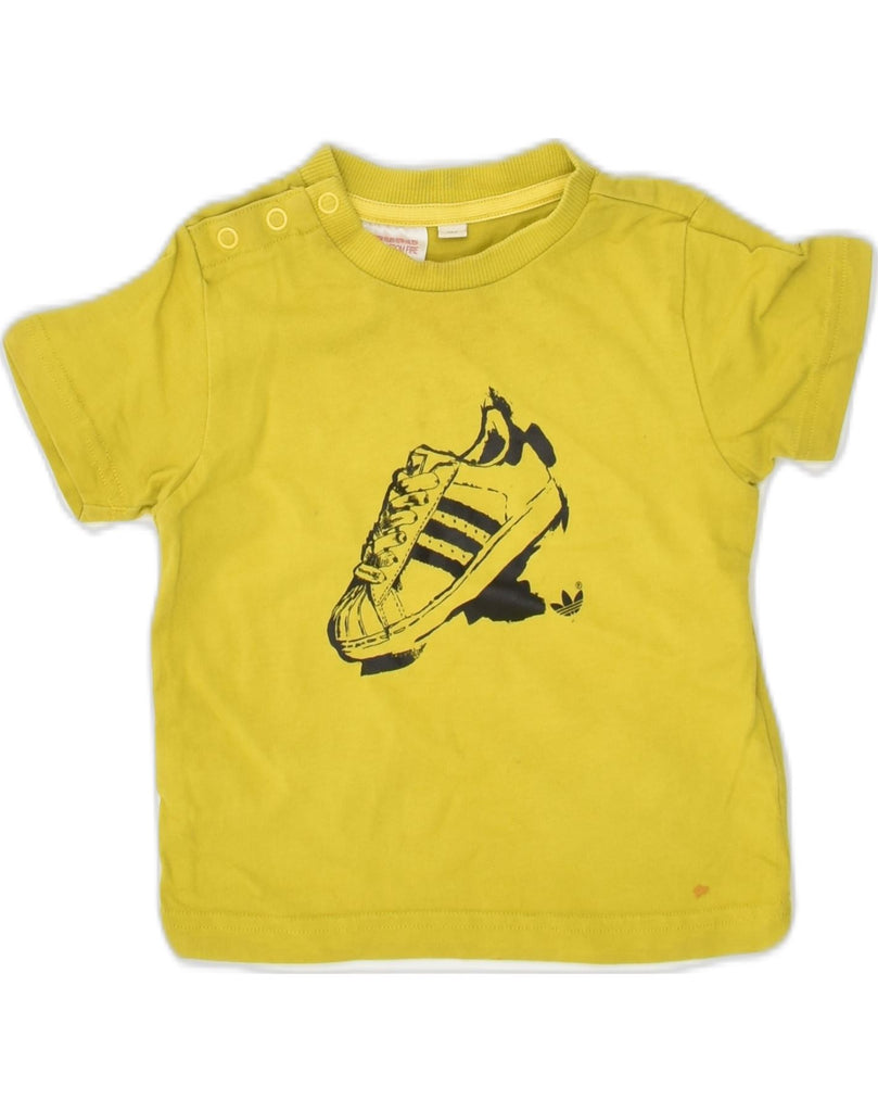 ADIDAS Baby Boys Graphic T-Shirt Top 6-9 Months Yellow Cotton | Vintage Adidas | Thrift | Second-Hand Adidas | Used Clothing | Messina Hembry 