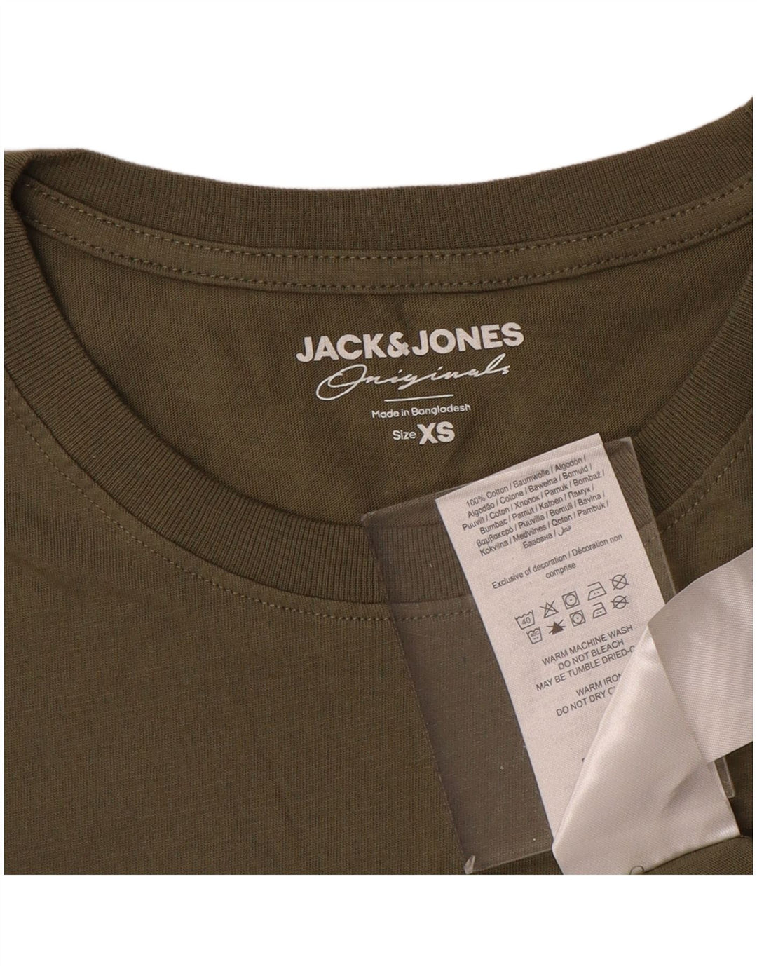 JACK & JONES Mens T-Shirt Top XS Khaki Cotton