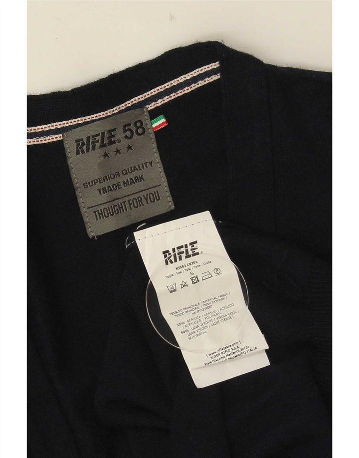 Rifle Mens Cardigan Sweater Small Navy Blue Acrylic
