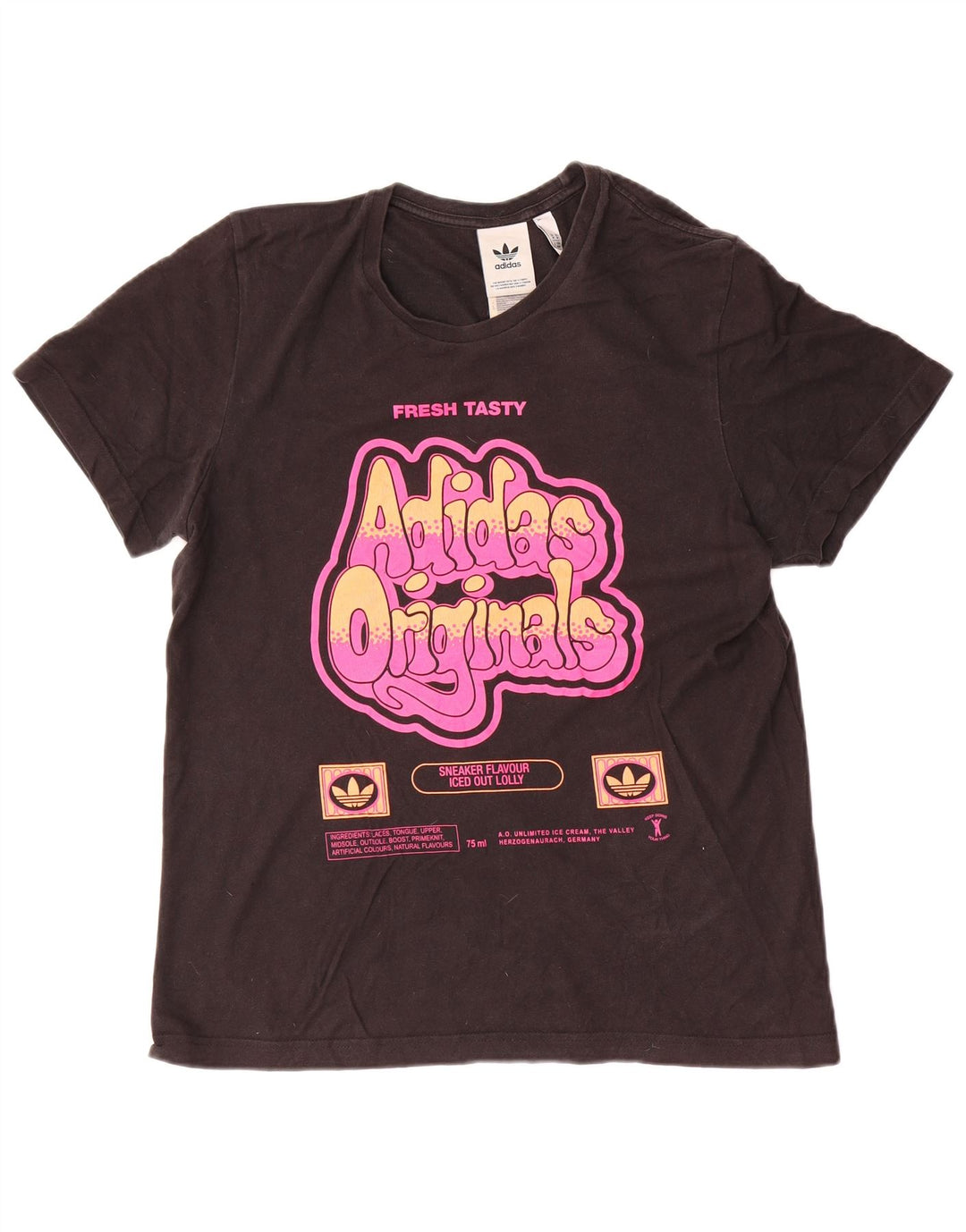 Adidas Mens Graphic T-Shirt Top Medium Black Cotton