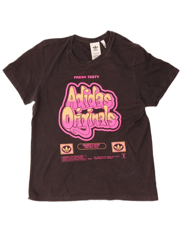 Adidas Mens Graphic T-Shirt Top Medium Black Cotton