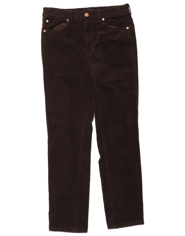 Marks & Spencer Womens High Waist Corduroy Trousers UK 14 Large W32 L27 Bro