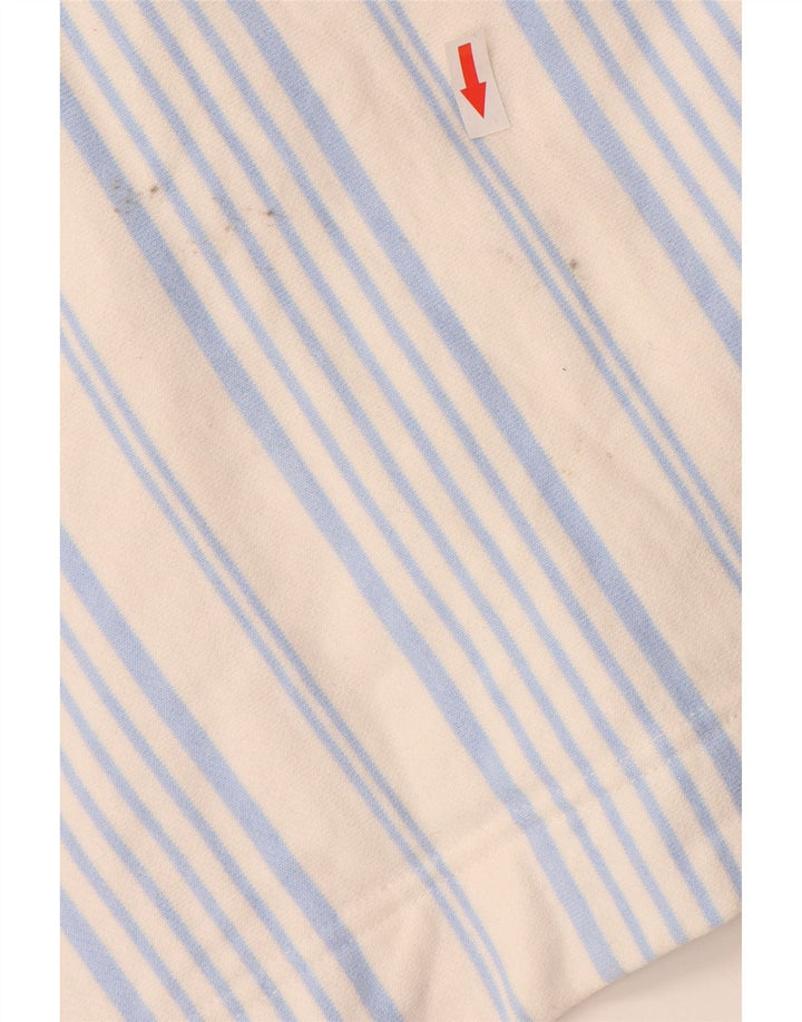 Joules Womens Zip Neck Sweatshirt Jumper UK 10 Small White Striped Cotton