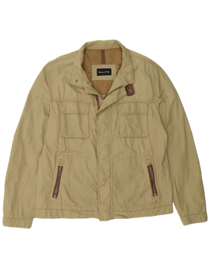 Massimo Dutti Mens Utility Jacket UK 44 2XL Khaki Nylon