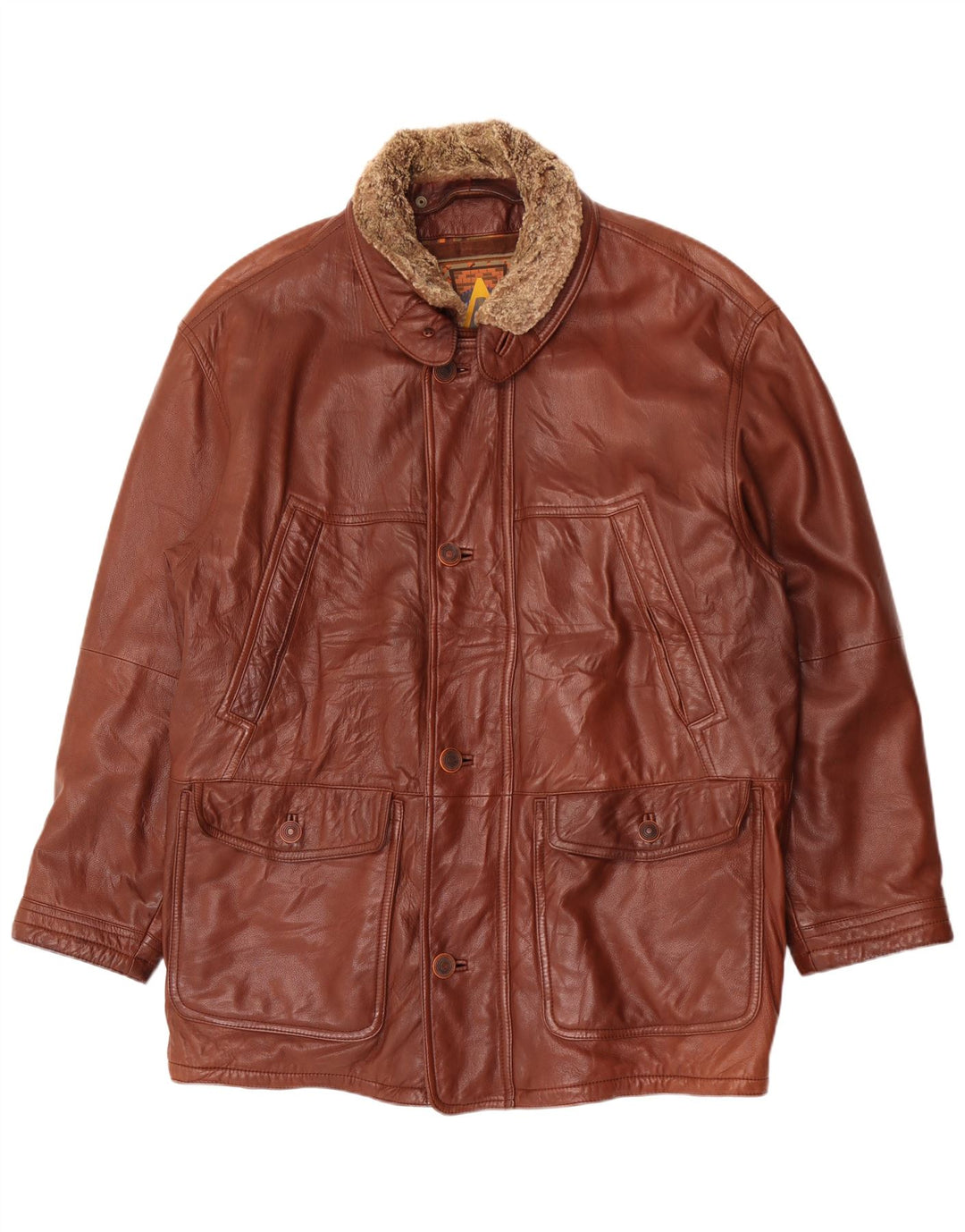 Nivola Mens Leather Coat UK 42 XL Brown