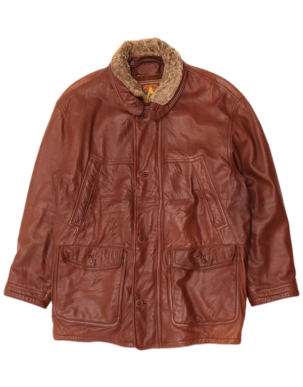 Nivola Mens Leather Coat UK 42 XL Brown