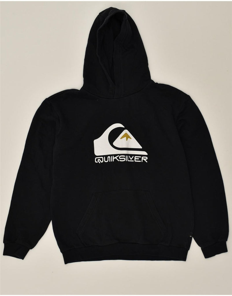 QUIKSILVER Boys Graphic Hoodie Jumper 15-16 Years XL Black Cotton | Vintage Quiksilver | Thrift | Second-Hand Quiksilver | Used Clothing | Messina Hembry 