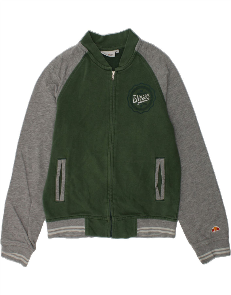 ELLESSE Boys Varsity Jacket 7-8 Years Green Colourblock Cotton | Vintage Ellesse | Thrift | Second-Hand Ellesse | Used Clothing | Messina Hembry 