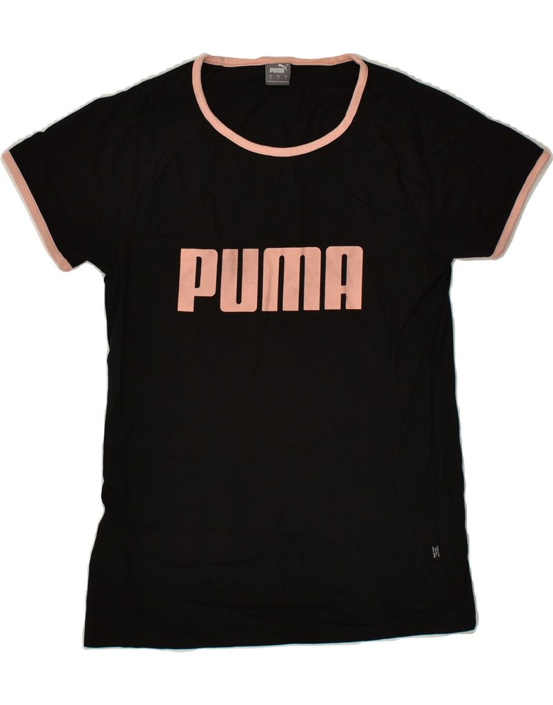 PUMA Womens Graphic T-Shirt Top UK 10 Small Black Cotton | Vintage Puma | Thrift | Second-Hand Puma | Used Clothing | Messina Hembry 