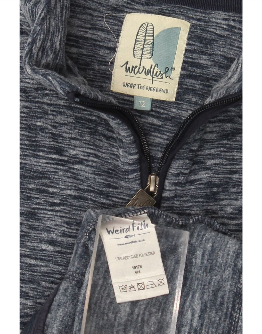 WEIRD FISH Womens Fleece Jacket UK 12 Medium Navy Blue Flecked Polyester