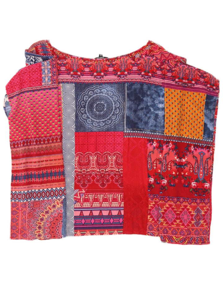 Desigual Womens Poncho Blouse Top UK 10 Small Multicoloured Patchwork