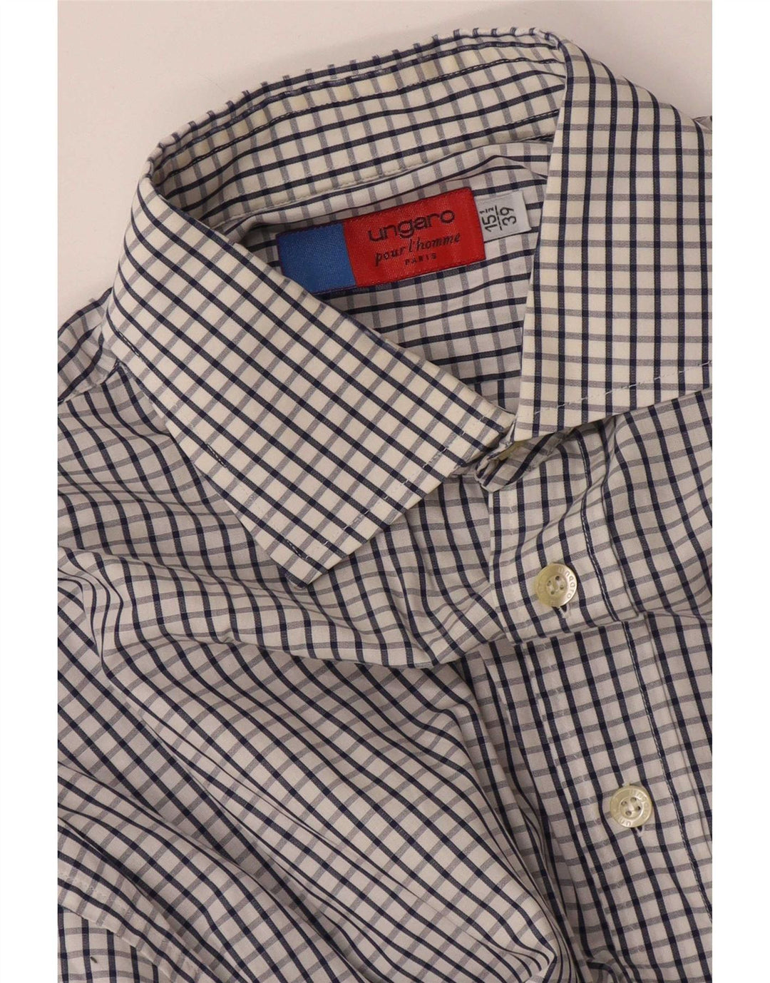 Ungaro Mens Shirt Size 39 15 1/2 Medium White Check