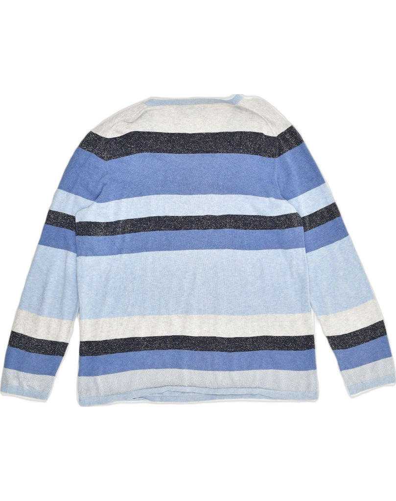 TOMMY HILFIGER Womens V-Neck Jumper Sweater UK 20 2XL Blue Striped | Vintage Tommy Hilfiger | Thrift | Second-Hand Tommy Hilfiger | Used Clothing | Messina Hembry 