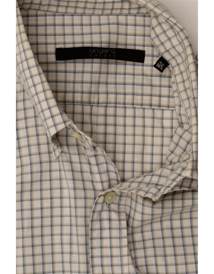 UNGARO Mens Shirt Size 42 16 1/2 Large Grey Check Cotton Vintage Ungaro and Second-Hand Ungaro from Messina Hembry 