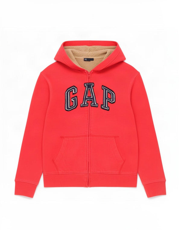 Gap Boys Graphic Zip Hoodie Sweater 12-13 Years XL Red Cotton