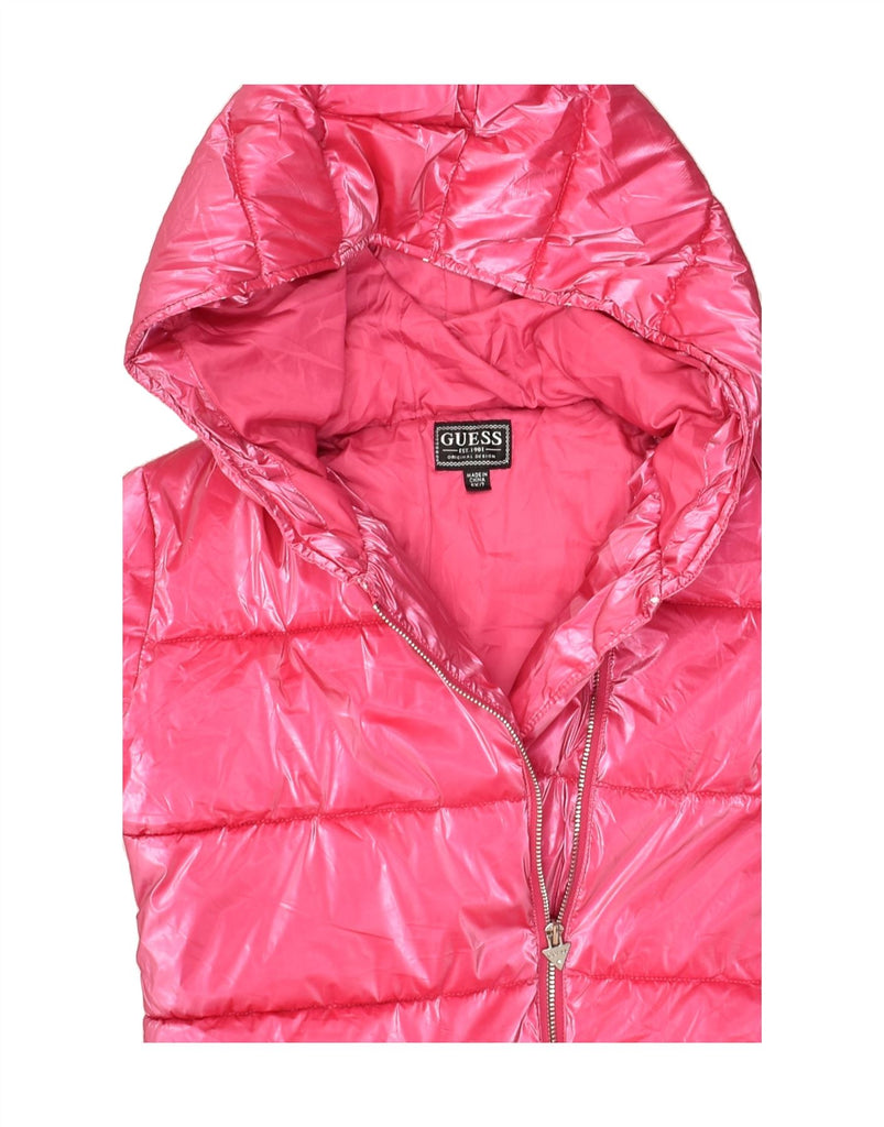 GUESS Girls Hooded Padded Coat 6-7 Years Pink Polyurethane | Vintage Guess | Thrift | Second-Hand Guess | Used Clothing | Messina Hembry 