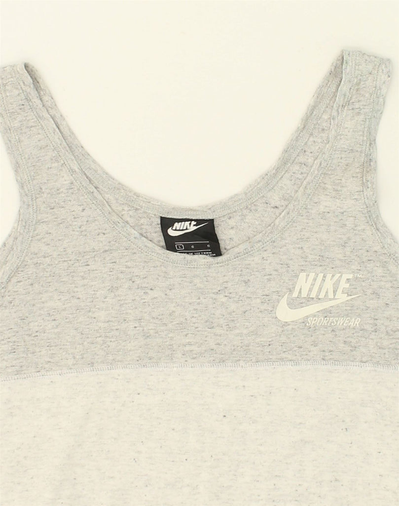 NIKE Womens Vest Top UK 14 Large Grey Colourblock Cotton | Vintage Nike | Thrift | Second-Hand Nike | Used Clothing | Messina Hembry 