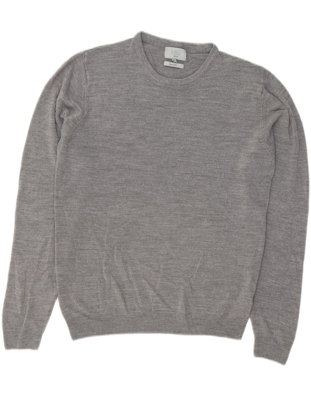 Marks & Spencer Mens Regular Fit Crew Neck Jumper Sweater Large Grey
