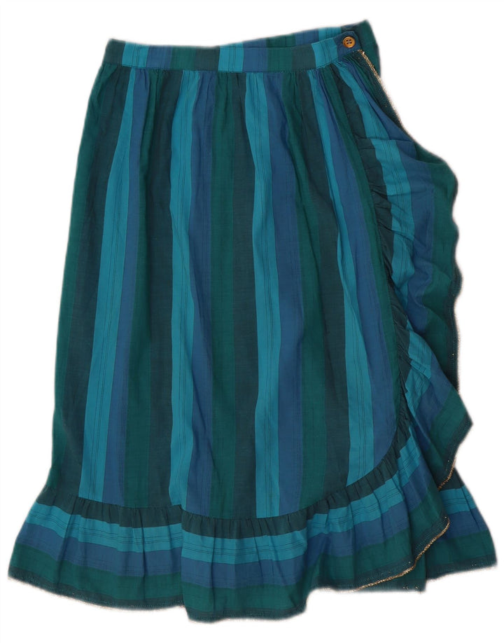 Vintage Womens Ruffle Skirt W24 XS Blue Striped