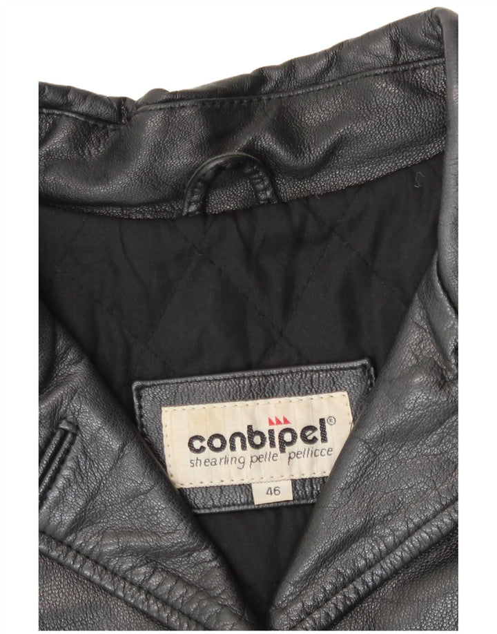 Conbipel Womens Loose Fit Leather Jacket IT 46 Large Black Leather
