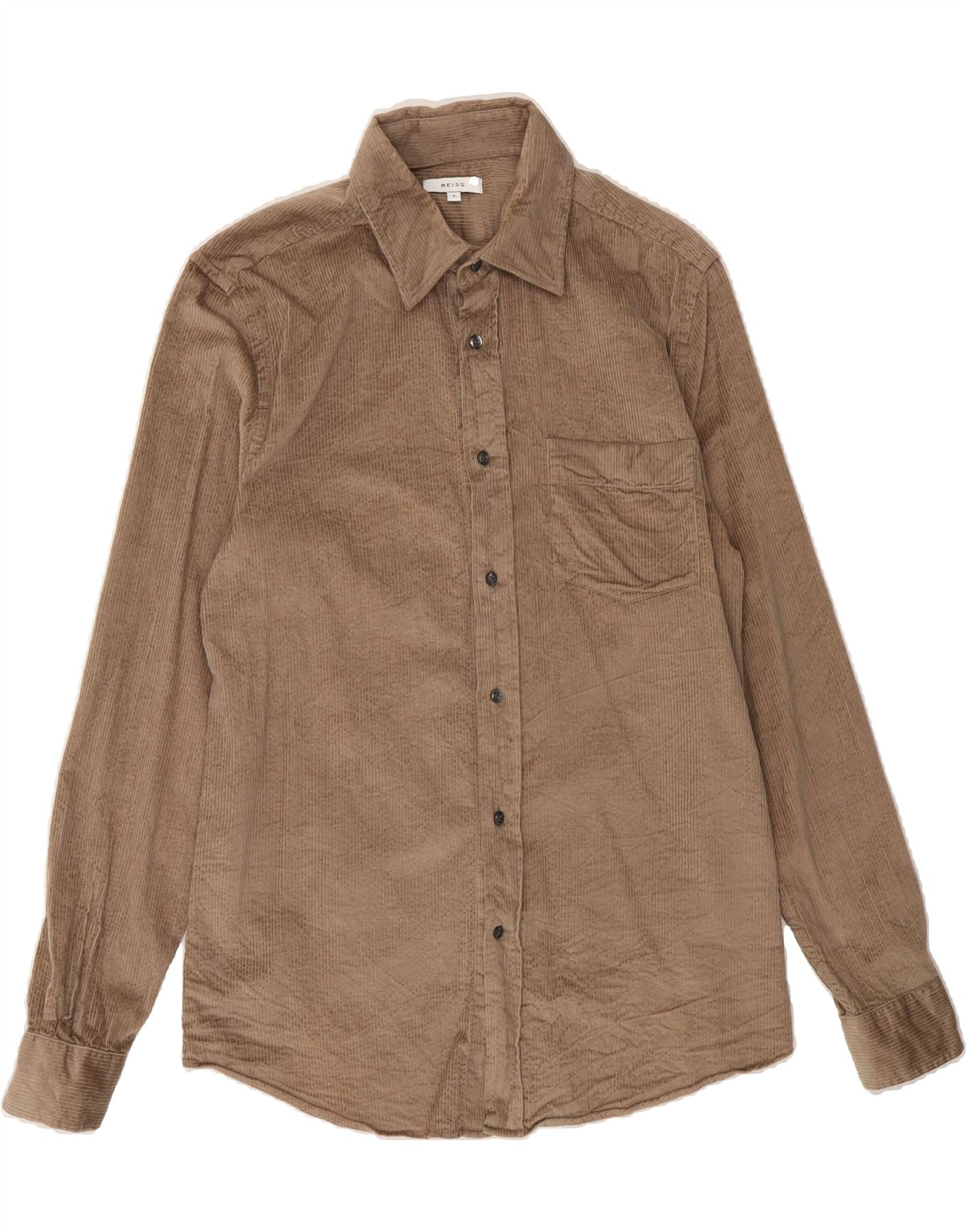 REISS Mens Corduroy Shirt Small Beige Cotton Vintage Second