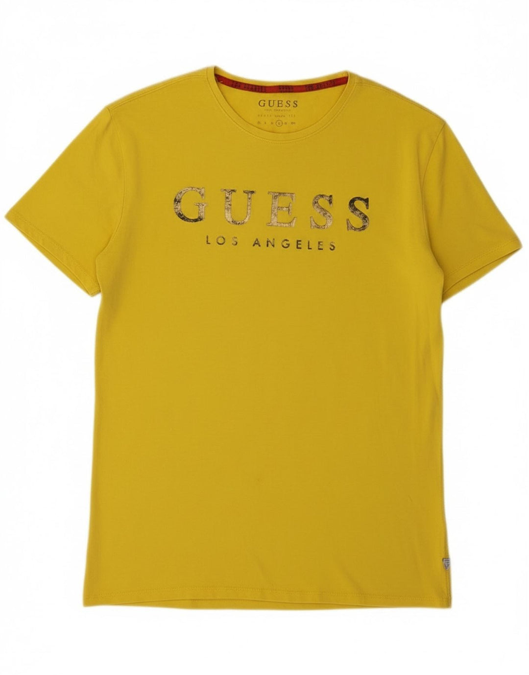 Guess Mens Graphic T-Shirt Top Large Yellow