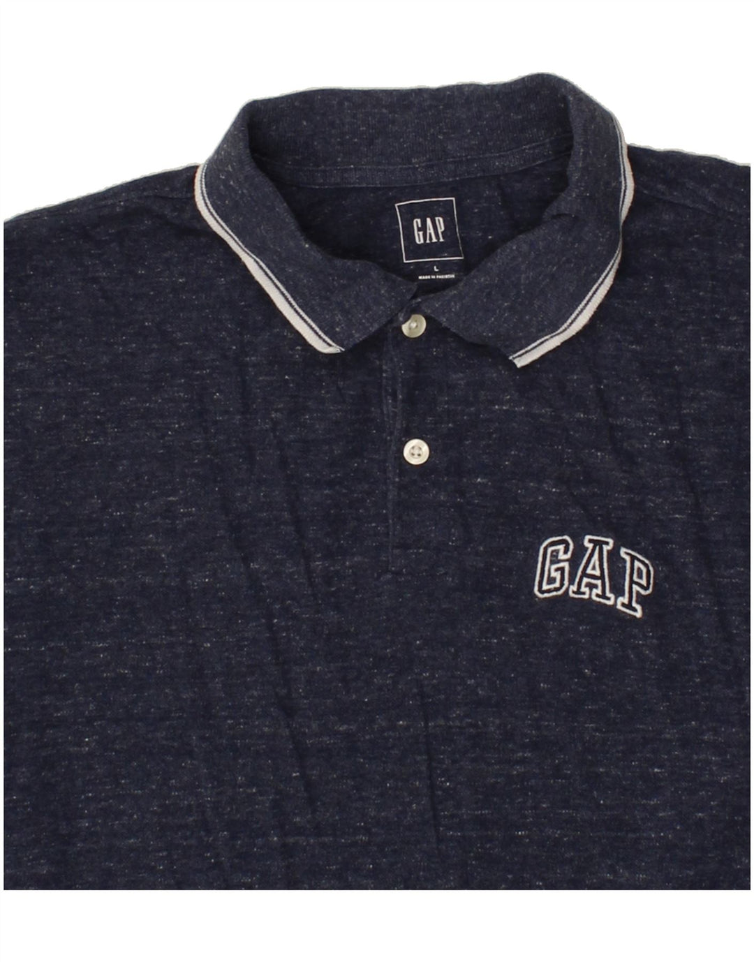 GAP Mens Polo Shirt Large Navy Blue Flecked Cotton Vintage Gap and Second-Hand Gap from Messina Hembry 