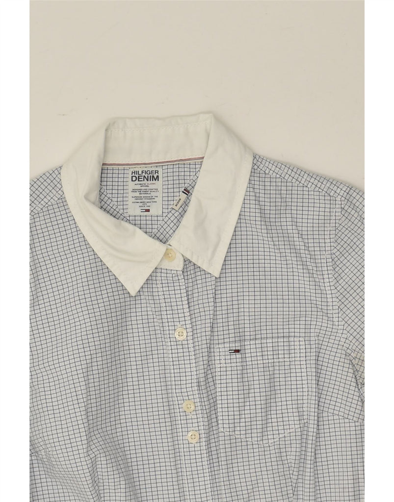 TOMMY HILFIGER Womens Shirt UK 12 Medium Blue Check Cotton | Vintage Tommy Hilfiger | Thrift | Second-Hand Tommy Hilfiger | Used Clothing | Messina Hembry 