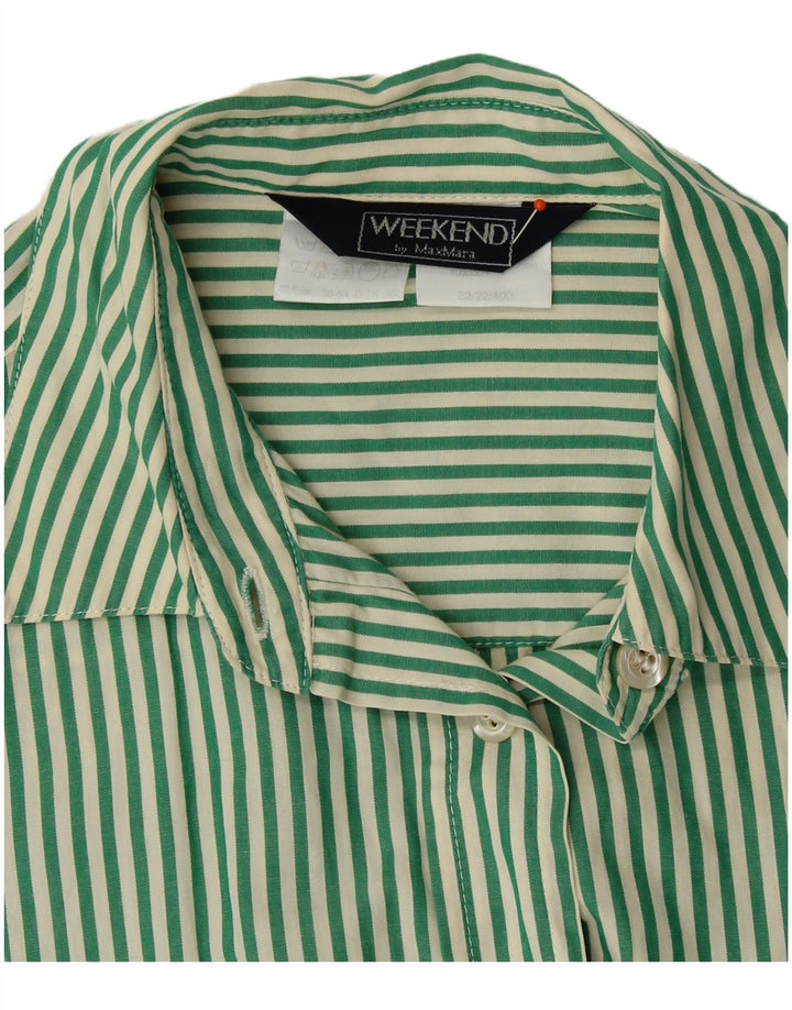 MAX MARA Womens Weekend Shirt UK 16 Large Green Pinstripe
