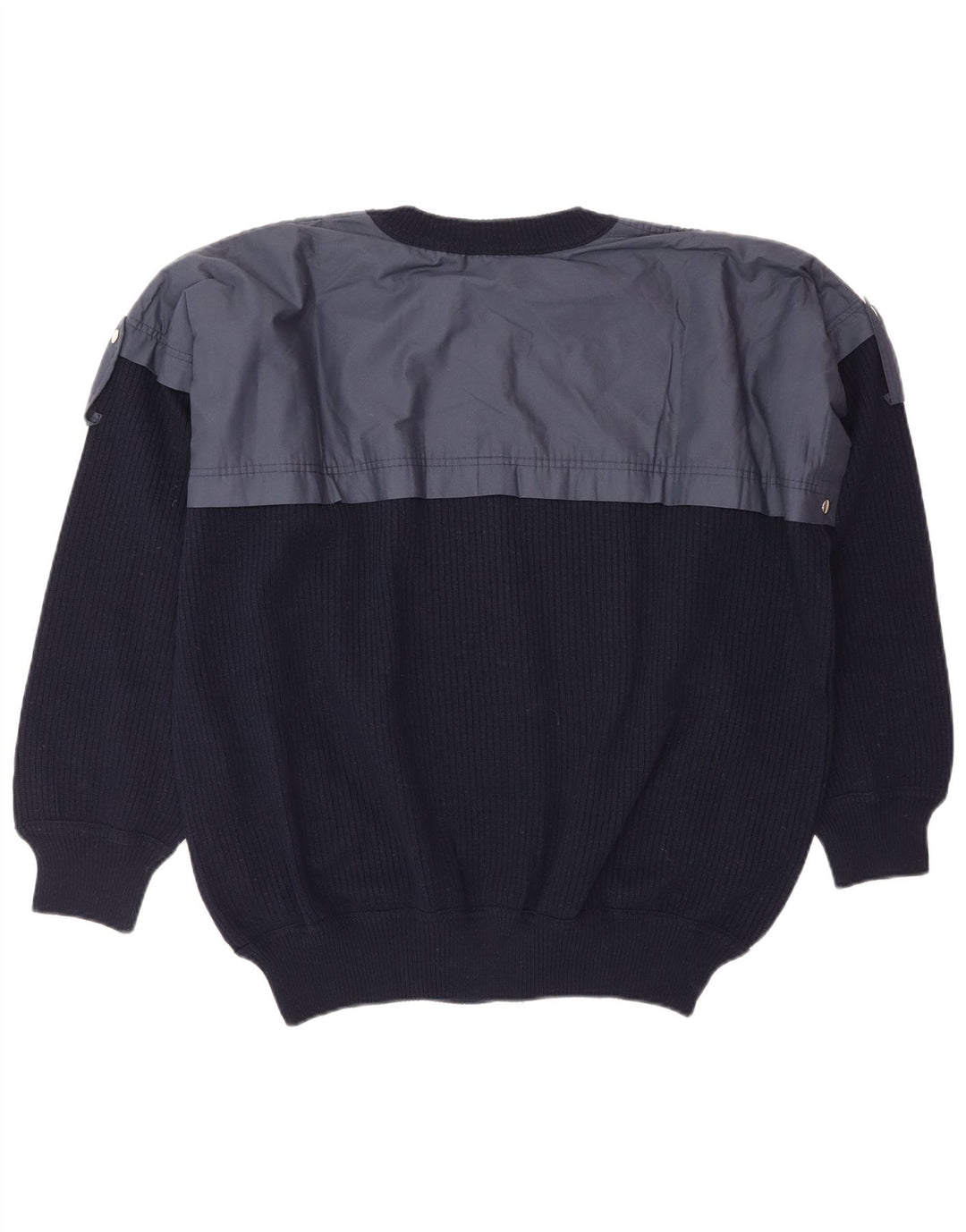 Vintage Mens Cardigan Sweater XL Navy Blue Colourblock Wool