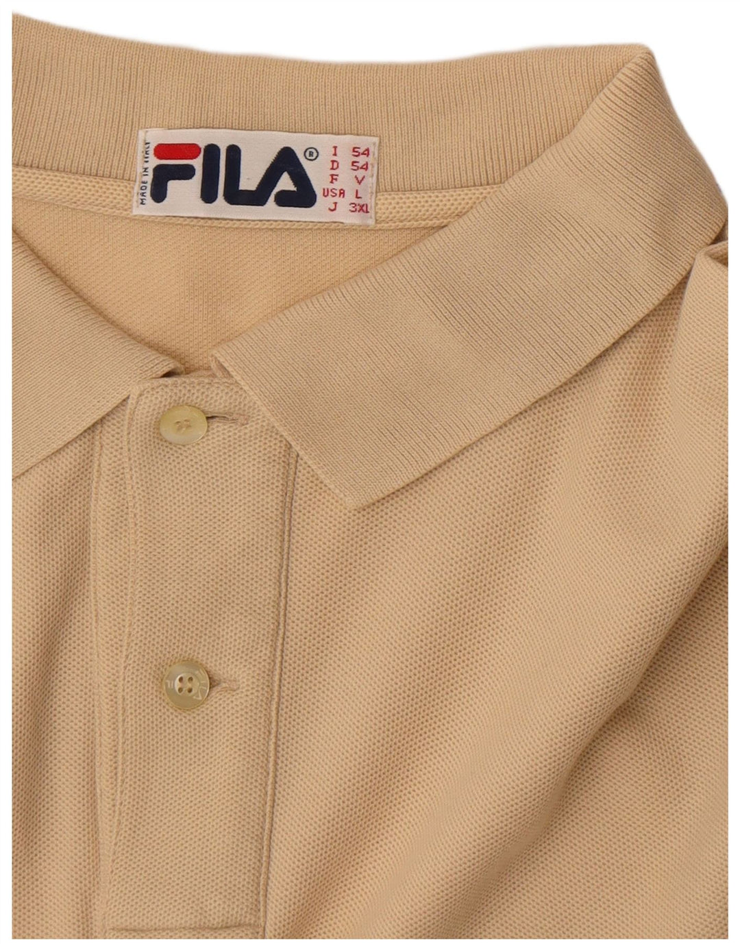 Fila Mens Long Sleeve Polo Shirt IT 54 XL Beige