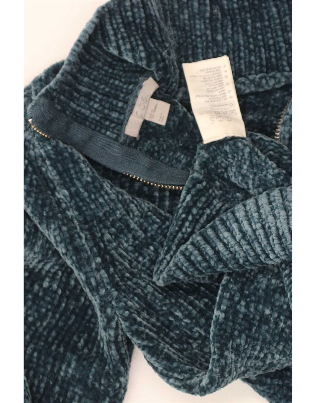 Cos Womens Zip Neck Jumper Sweater UK 6 XS Turquoise Polyester