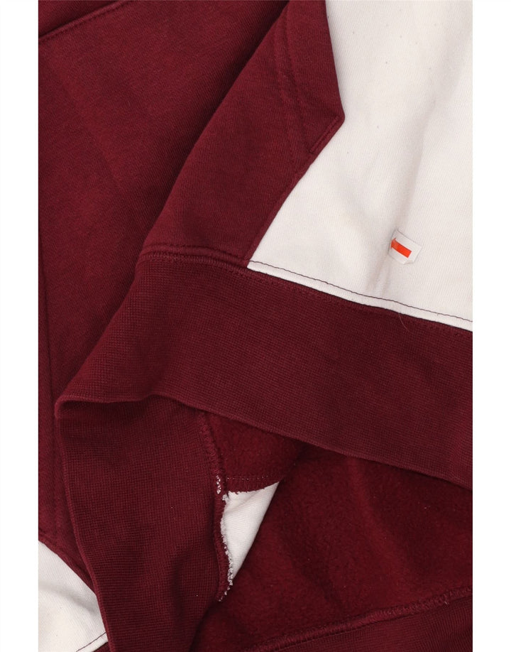 NIKE Mens Graphic Hoodie Jumper Small Maroon Colourblock Cotton