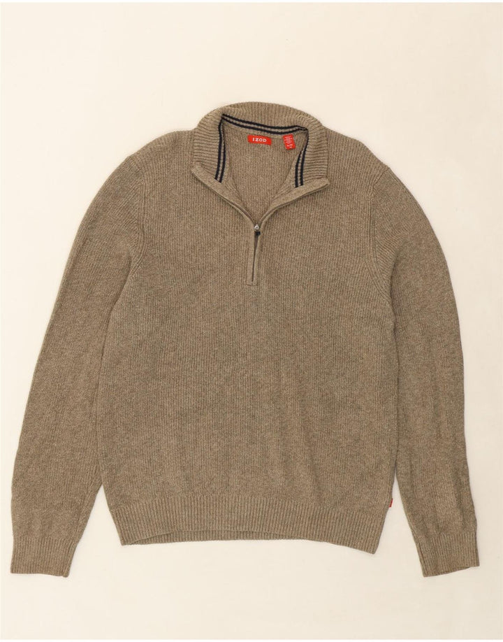 IZOD Mens Zip Neck Jumper Sweater XL Beige Cotton Vintage Izod and Second-Hand Izod from Messina Hembry 