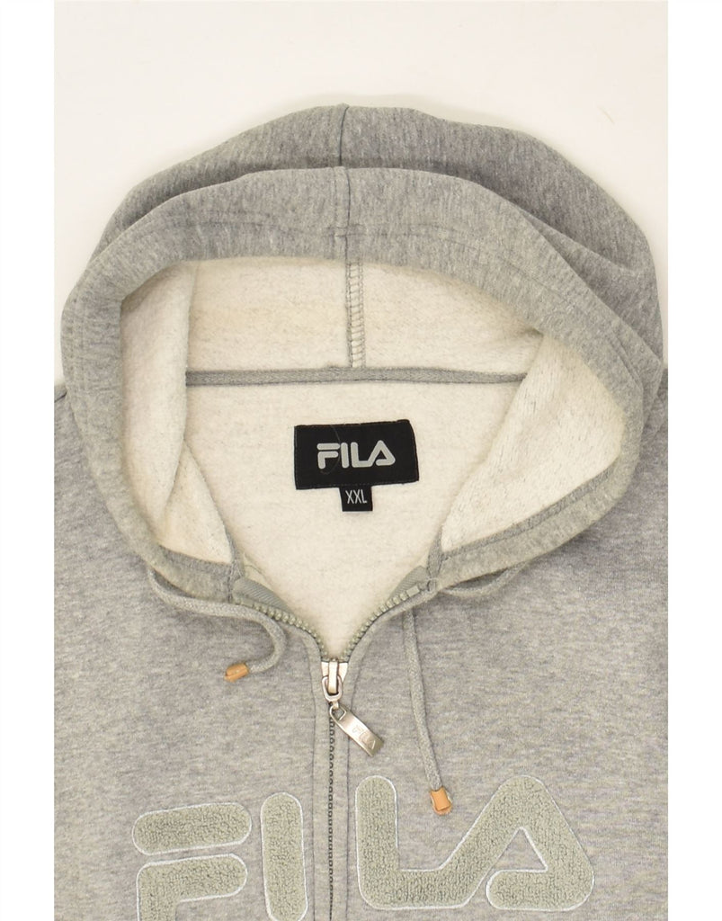 FILA Womens Graphic Zip Hoodie Sweater UK 20 2XL Grey Cotton | Vintage Fila | Thrift | Second-Hand Fila | Used Clothing | Messina Hembry 