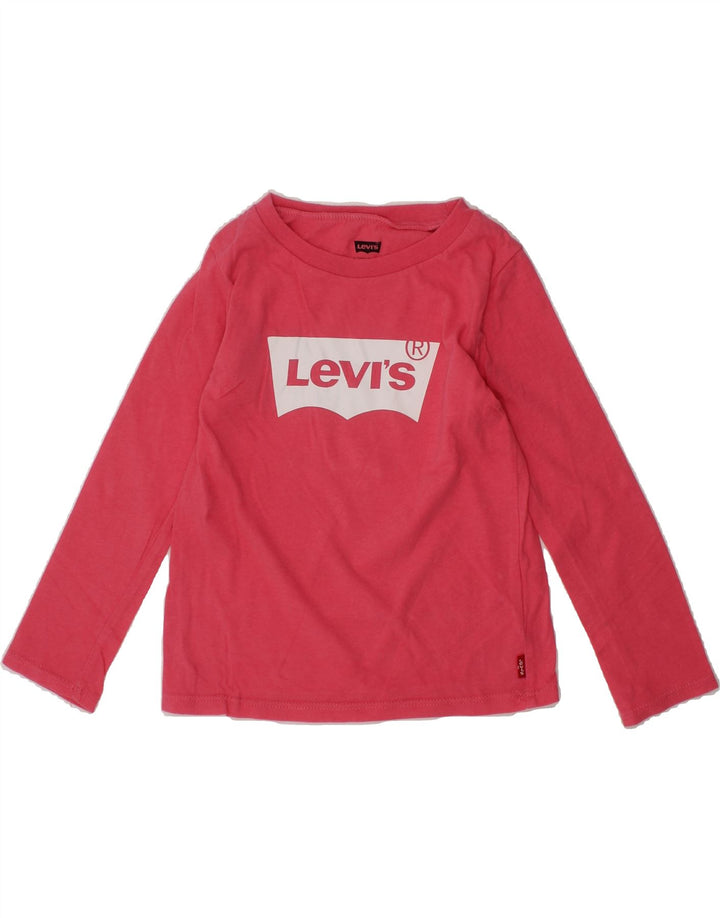 LEVI'S Girls Graphic Top Long Sleeve 2-3 Years Pink Cotton Vintage Levi's and Second-Hand Levi's from Messina Hembry 