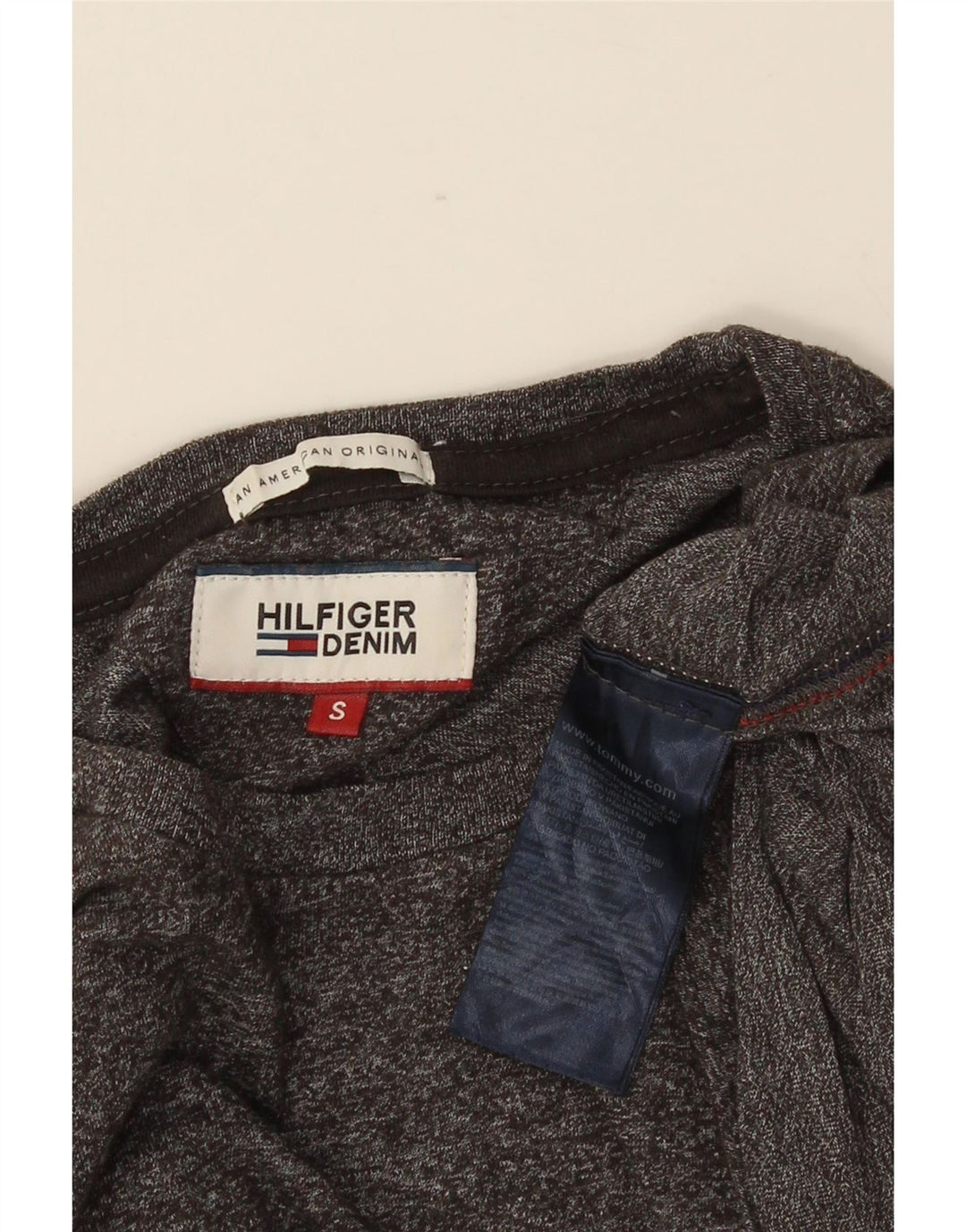 TOMMY HILFIGER Mens T-Shirt Top Small Grey Flecked Cotton