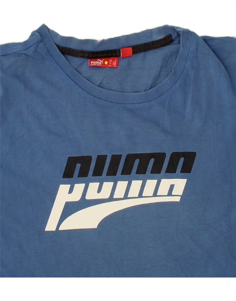 PUMA Mens Graphic T-Shirt Top Medium Navy Blue | Vintage Puma | Thrift | Second-Hand Puma | Used Clothing | Messina Hembry 