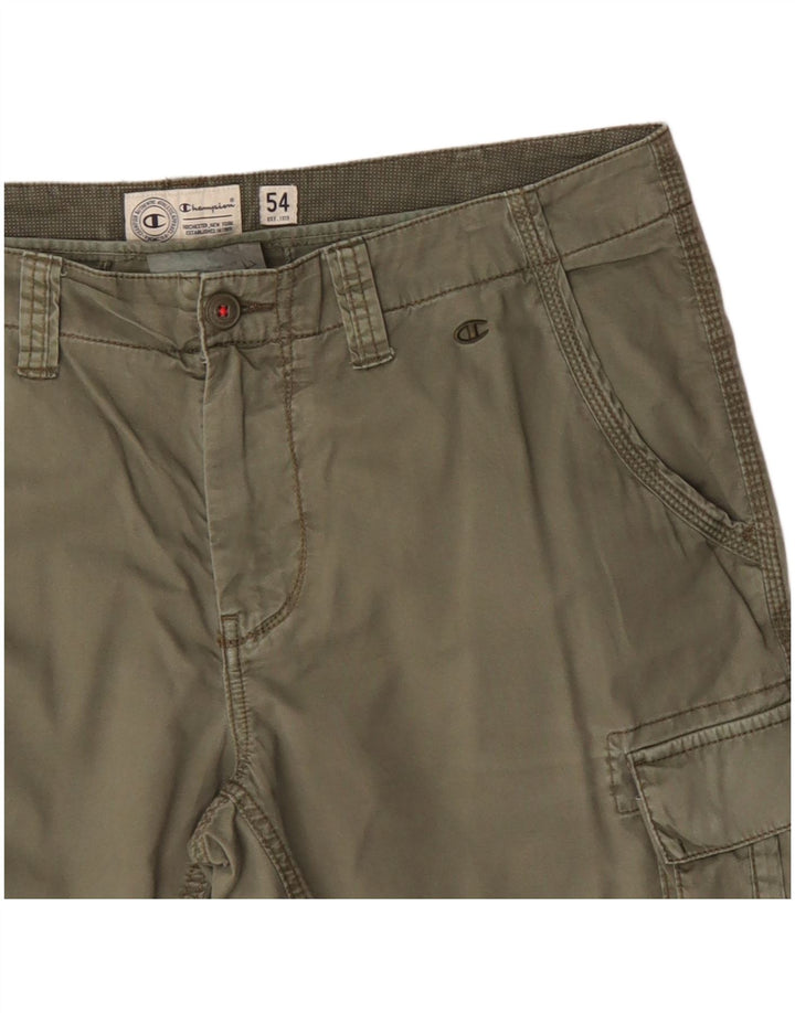 Champion Mens Cargo Shorts IT 54 2XL W38 Khaki Cotton