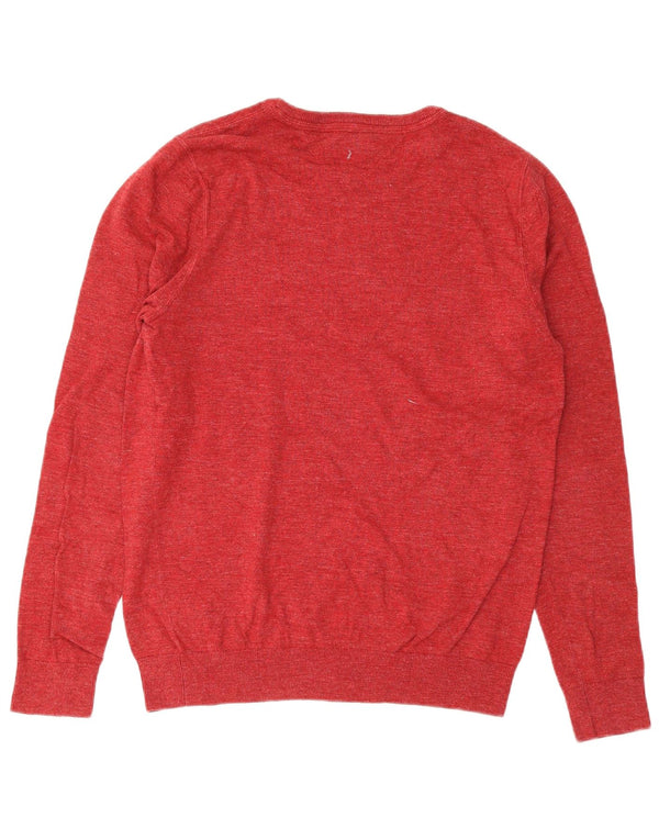 TOMMY HILFIGER Mens Crew Neck Jumper Sweater Large Red Cotton