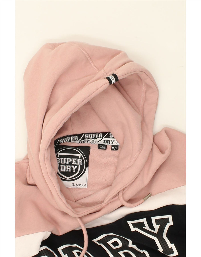 SUPERDRY Womens Oversized Graphic Hoodie Jumper UK 14 Medium Pink | Vintage Superdry | Thrift | Second-Hand Superdry | Used Clothing | Messina Hembry 