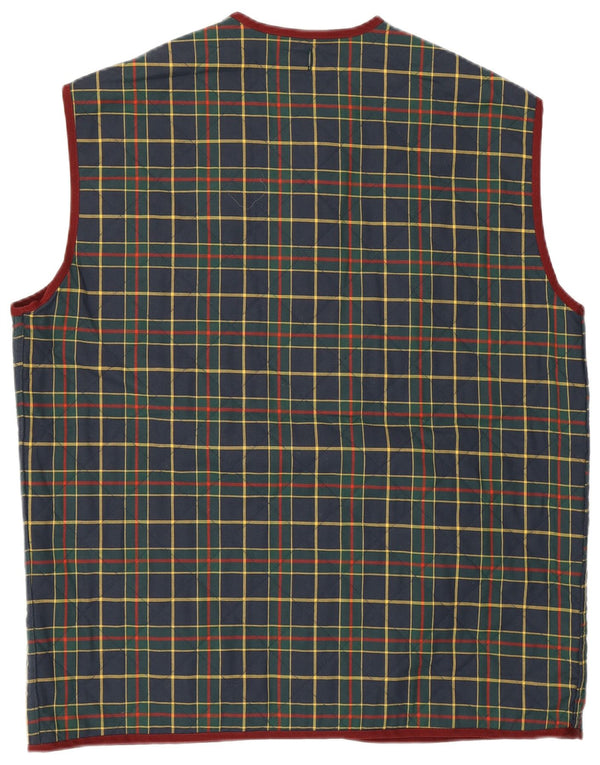 Belfe & Belfe Mens Quilted Gilet IT 50 Large Navy Blue Check