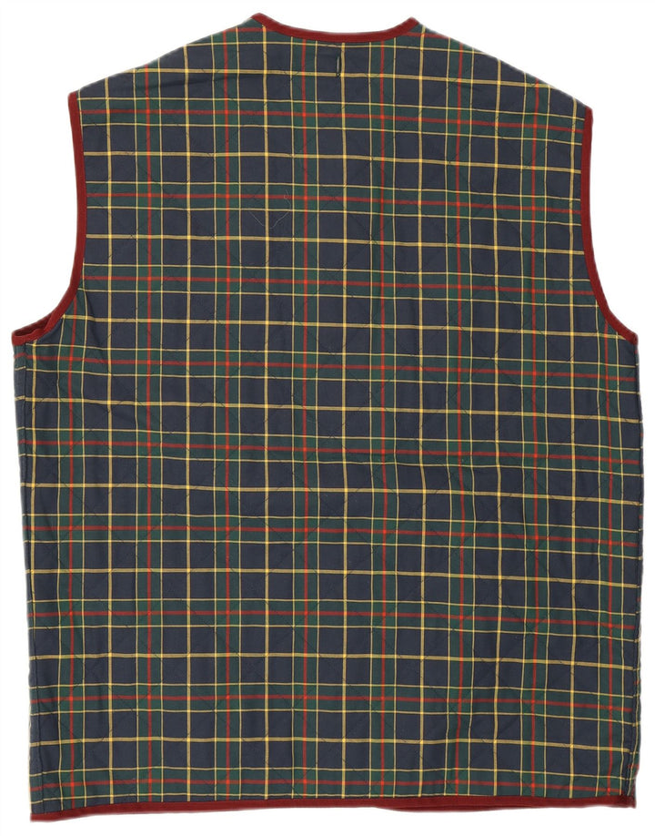 Belfe & Belfe Mens Quilted Gilet IT 50 Large Navy Blue Check