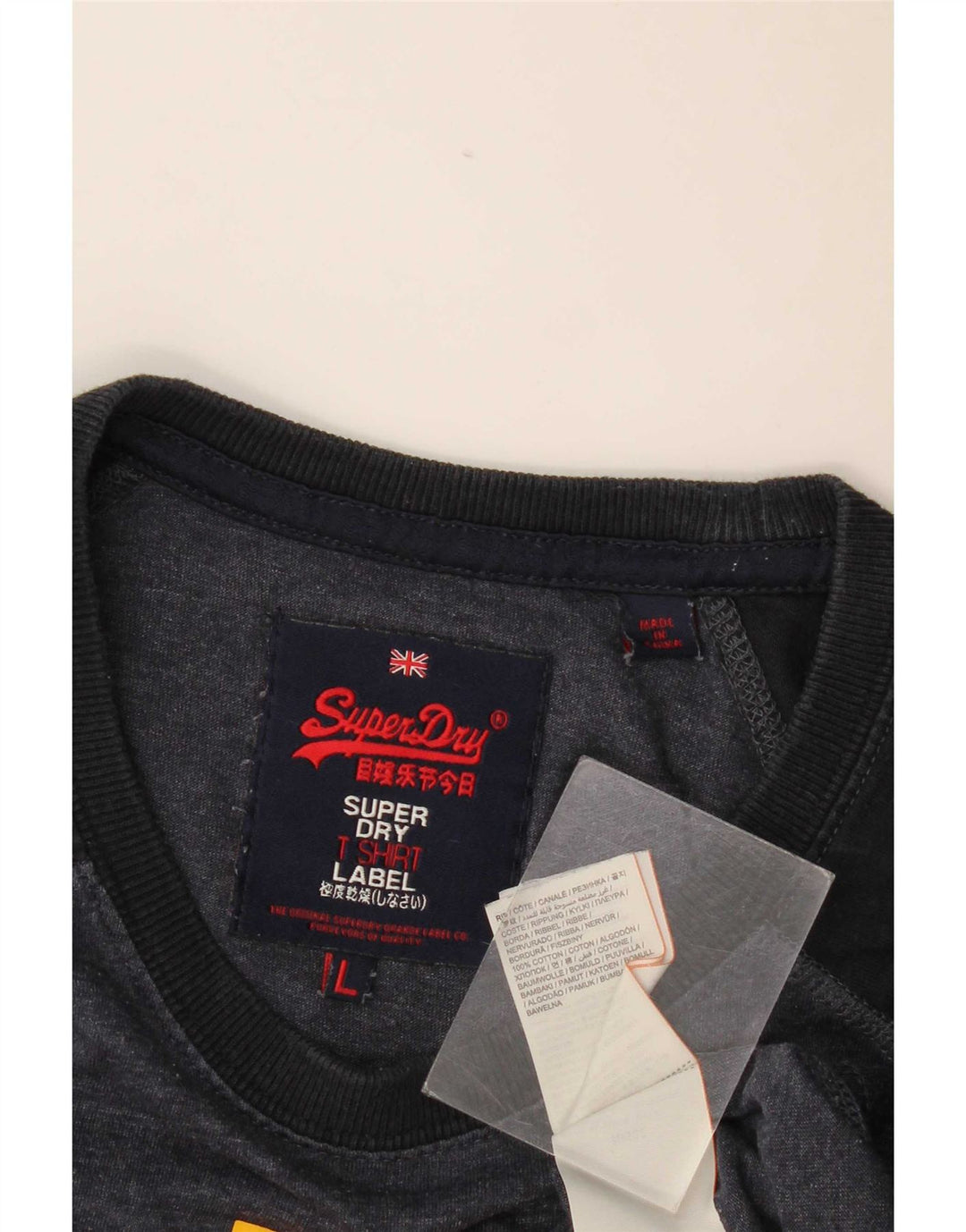 Superdry Mens Graphic T-Shirt Top Large Grey Colourblock Cotton