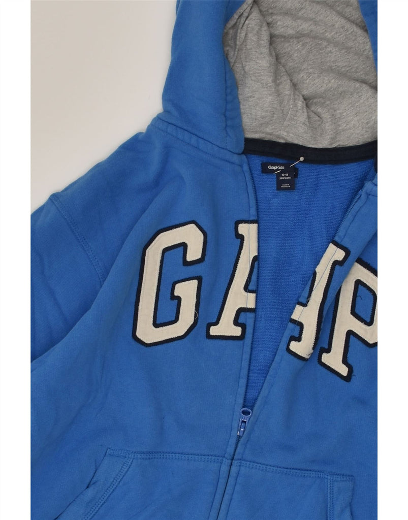 GAP Boys Graphic Zip Hoodie Sweater 12-13 Years Blue Cotton | Vintage Gap | Thrift | Second-Hand Gap | Used Clothing | Messina Hembry 
