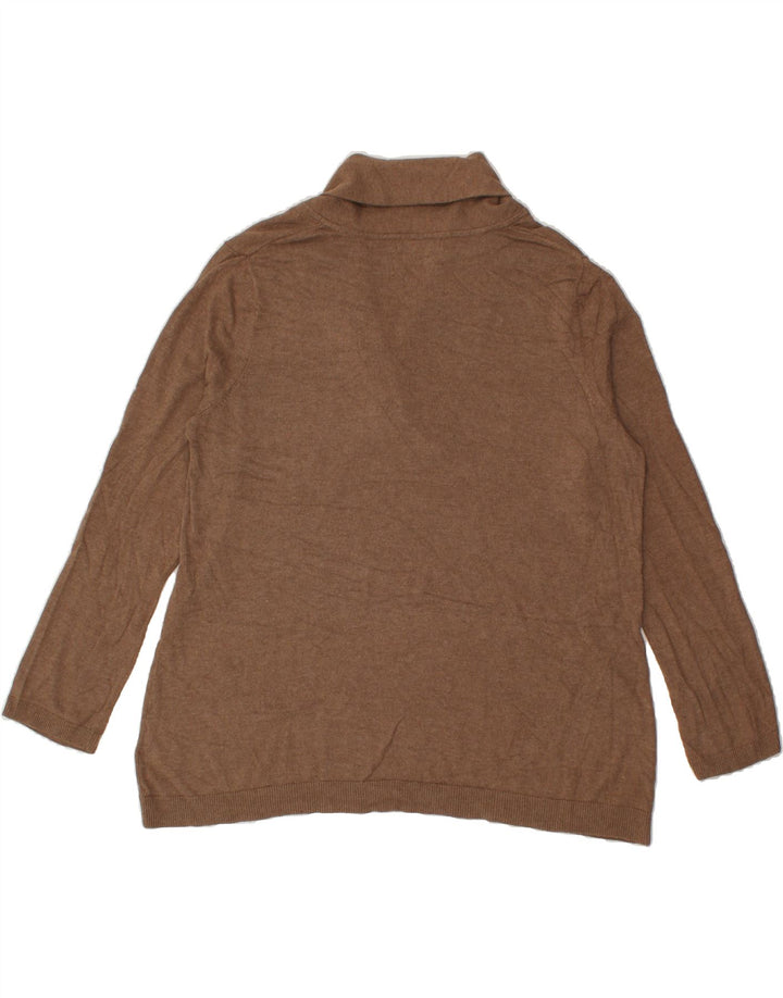 EDDIE BAUER Womens Shawl Neck Jumper Sweater UK 20 2XL Brown Cotton Vintage Eddie Bauer and Second-Hand Eddie Bauer from Messina Hembry 