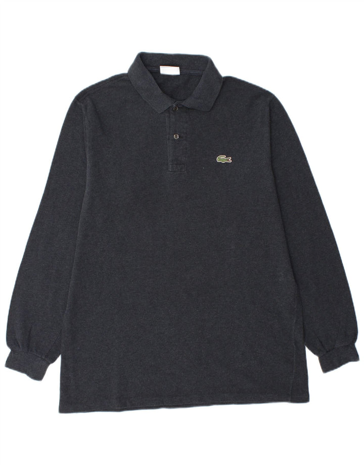 Lacoste Mens Long Sleeve Polo Shirt Size 4 Medium Grey Cotton